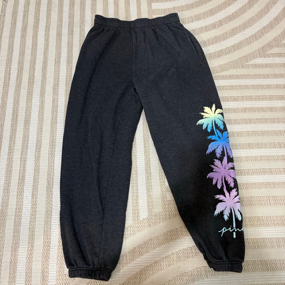 Y2K PINK Victoria's Secret Palm Tree Small Black Sweatpants Women's